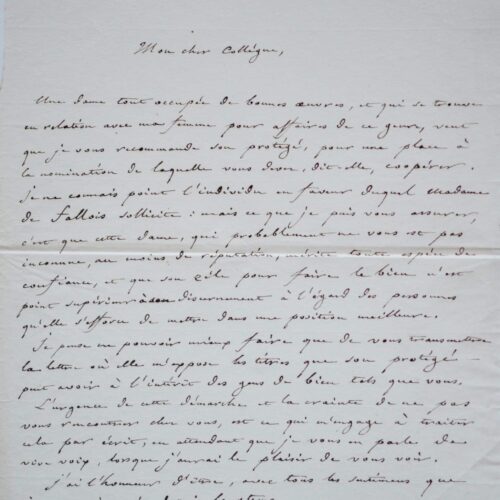 Henri de Cassini recommande le protégé de Mme de Fallois, à un confrère – vue 2