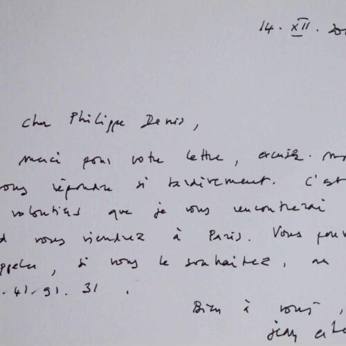 Jean Echenoz ravi de revoir Philippe Denis – vue 2
