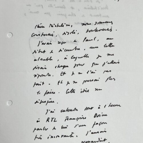 Lettre de condoléances de Jean Dutourd à Micheline Meurisse – vue 2