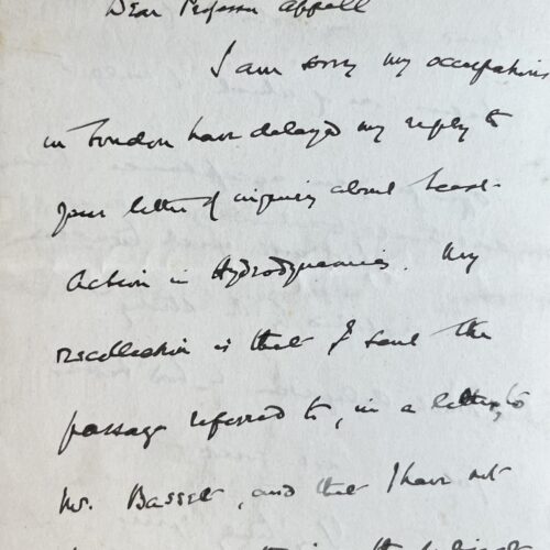Lettre du mathématicien irlandais Joseph Larmor à Paul Appell – vue 2