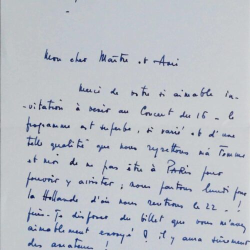 Lettre du ténor Paul Derenne – vue 2