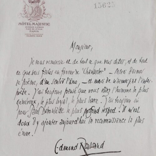"l’homme le plus généreux, le plus loyal, le plus rare" E. Rostand – vue 2