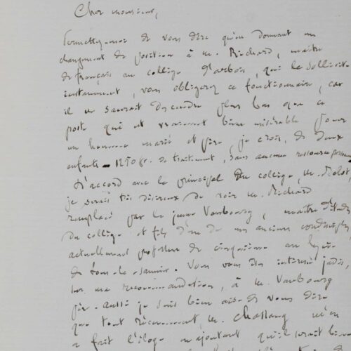 Louis Pasteur recommande un professeur pour le collège d'Arbois – vue 2