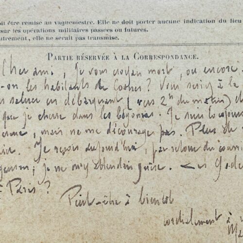 Maurice Ravel, mobilisé, reçoit une réponse de l'éditeur Jurgenson – vue 2
