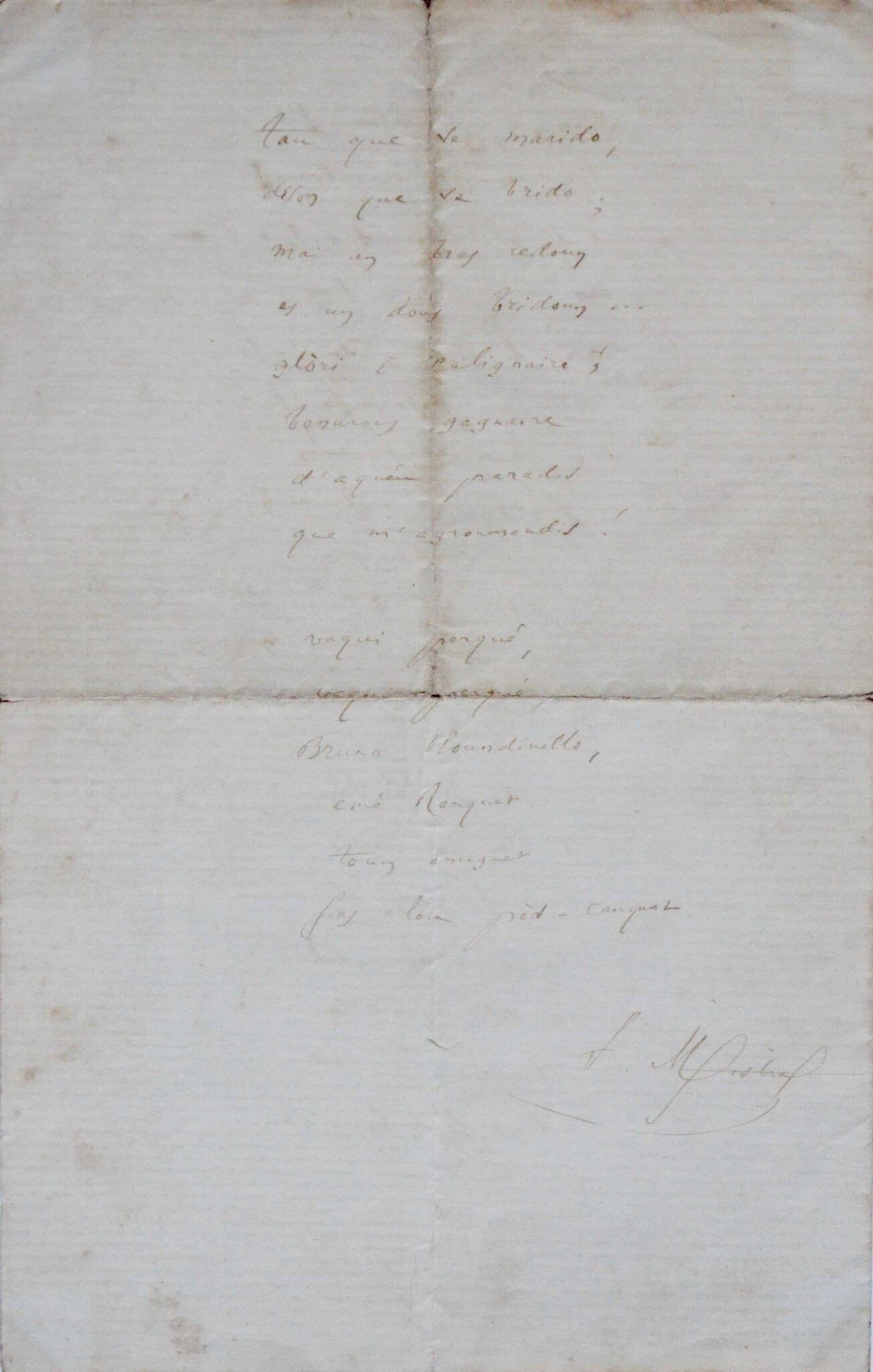 "Li noço de Ranquet" long manuscrit d'un poème mis en chanson de Frédéric Mistral – vue 4 "Li noço de Ranquet" long manuscrit d'un poème mis en chanson de Frédéric Mistral – vue 4