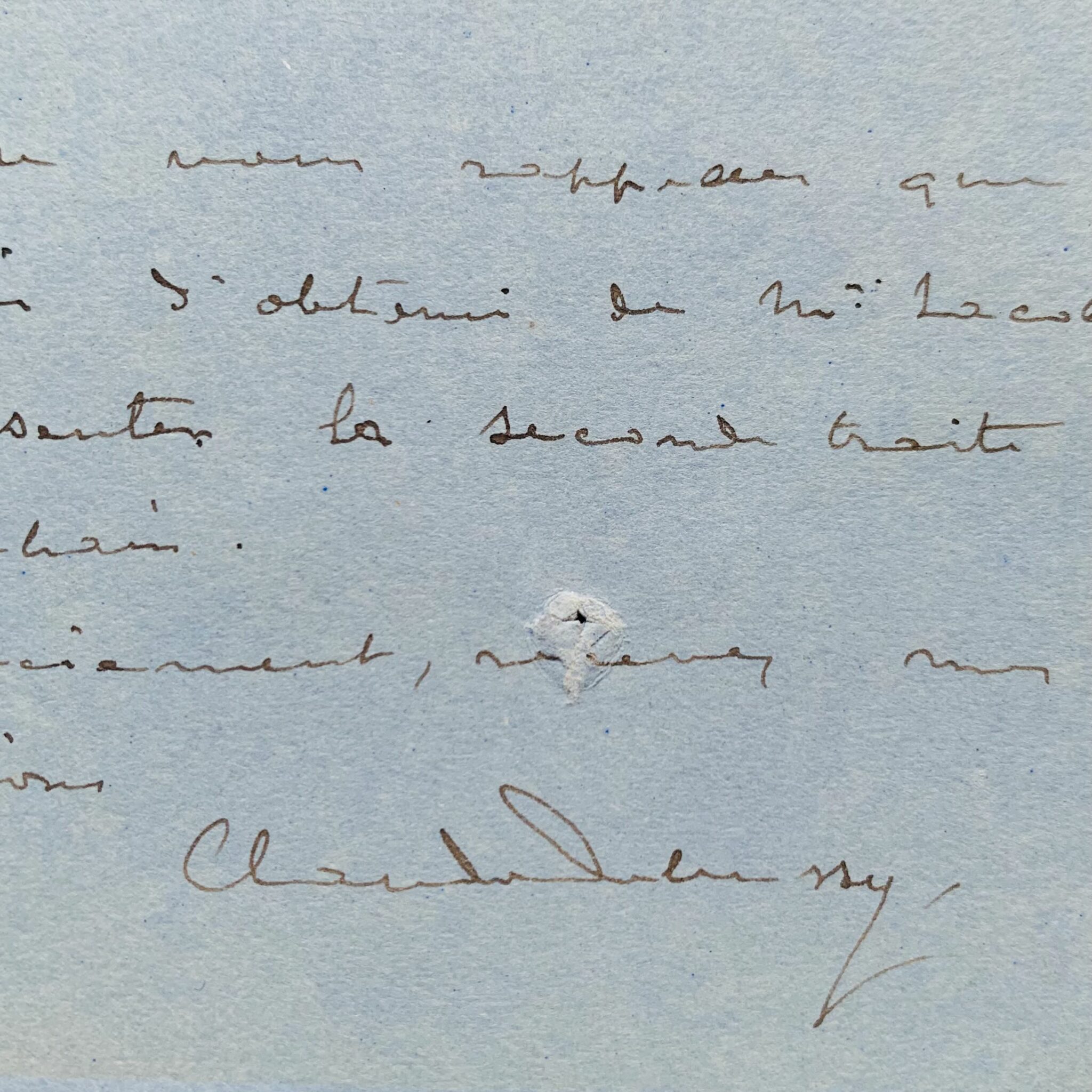 Petite lettre inédite de Claude Debussy de l'ancienne collection Sacha Guitry