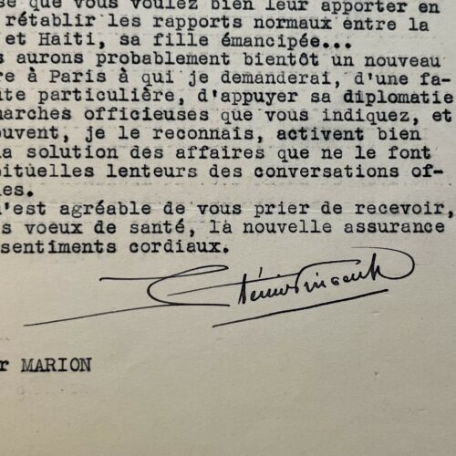 Sténio Vincent, president van de Republiek Haïti, wil de Frans-Haïtiaanse vriendschap versterken