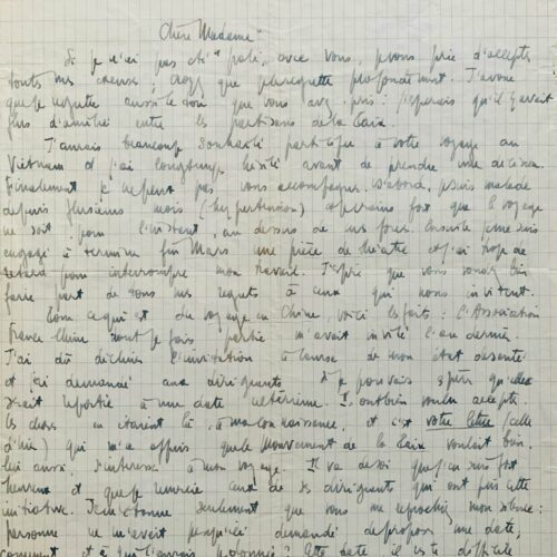 Très belle lettre de Jean-Paul Sartre sur les préparatifs de son voyage en Chine avec Simone de Beauvoir – vue 2