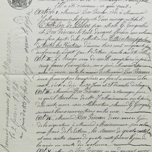 Contrat d'édition du Folklore de Lesbos de Léon Pineau – vue 2