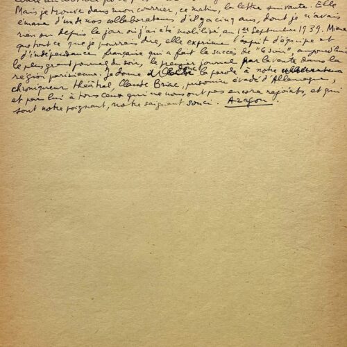 Manuscrit d'Aragon pour le millième numéro de Ce Soir – vue 2