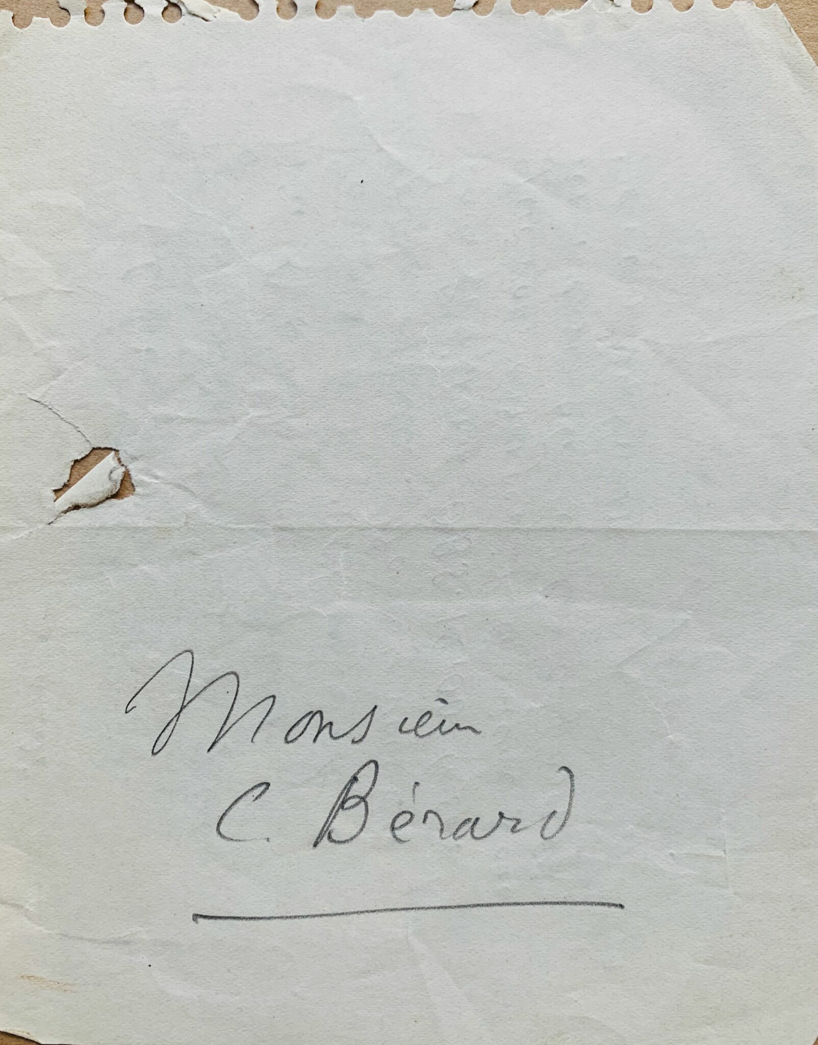 Lettre de Jean Hugo à Christian Bérard avec enveloppe ornée d'une gouache d'un décor de scène – vue 3 Lettre de Jean Hugo à Christian Bérard avec enveloppe ornée d'une gouache d'un décor de scène – vue 3