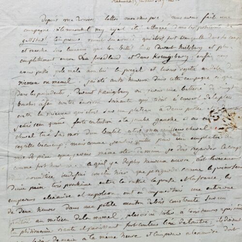 Formidable lettre du général Charbonnel écrite de Tilsit, témoignant de l'entrevue de Napoléon et du Tsar Alexandre – vue 2