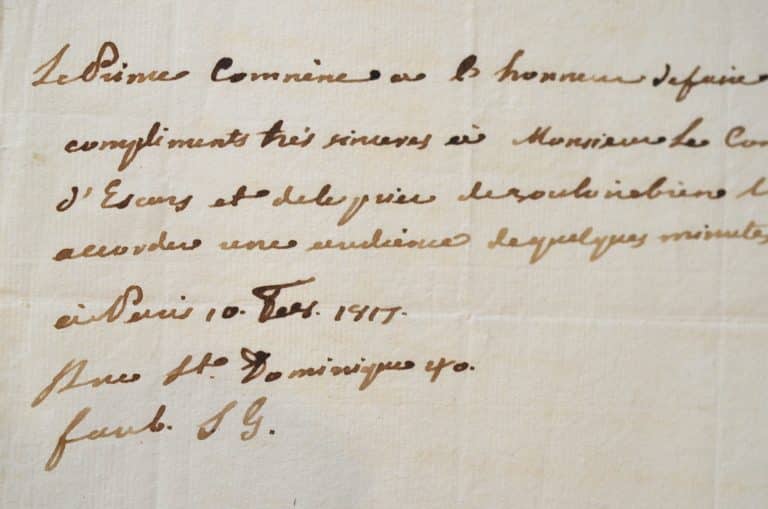 Le prince de Comnène demande audience au comte d&rsquo;Escars.