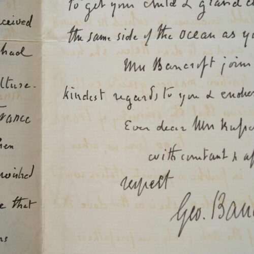 L'historien américain George Bancroft regrette le départ d'un diplomate.