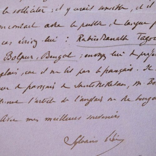 Sylvain Lévi incite Fernand Divoire à contacter Tagore et lui donne son adresse.
