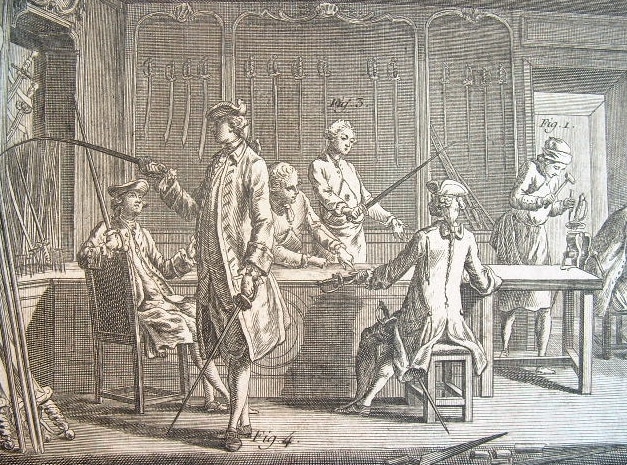 Fabrication des armes blanches au XVIIIe en dix gravures.