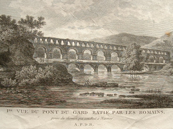 Vues animées du pont du Gard au début du XIXe.