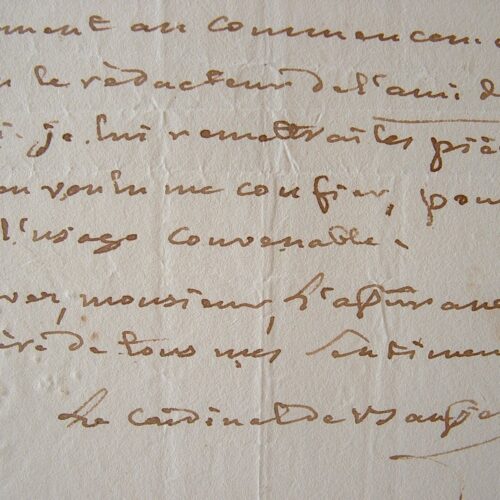 Cardinal de Bausset. Lettre de 1819.