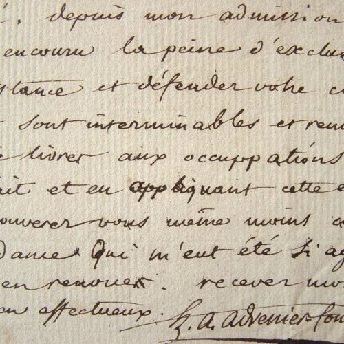 Advenier-Fontenille. Feiner Brief über die literarische Produktion unter dem Konsulat. 1804.