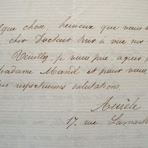 Aurèle. Professioneller und freundlicher Brief.
