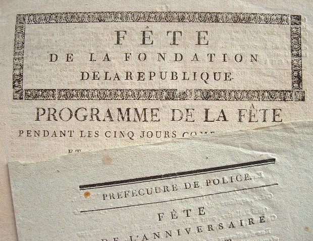 Programmes de deux fêtes révolutionnaires.