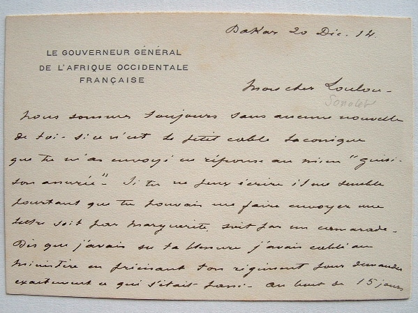 Le gouverneur général de l'A.O.F., Merlaud-Ponty, dans l'inquiétude.