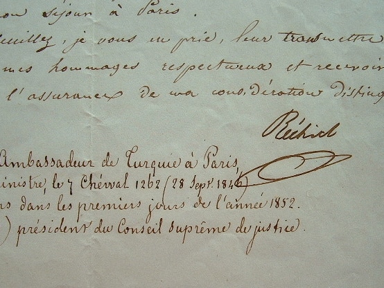 Le Grand Vizir Mustafa Réchid Pacha renconnaissant envers la reine.