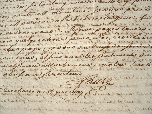 Lettre XVIIIe de Saint-Domingue avec marque postale.
