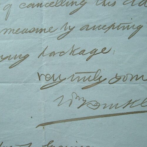 Lettre de l'amiral Buckle, de Canton, en Chine.