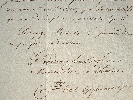 Le comte de Peyronnet désavoue le procureur d'Abbeville.