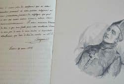 Lettre et portrait original du père Loriquet sur son lit de mort.