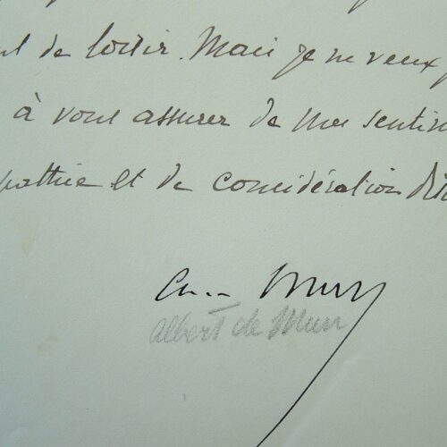 Lettre amicale d'Albert de Mun.