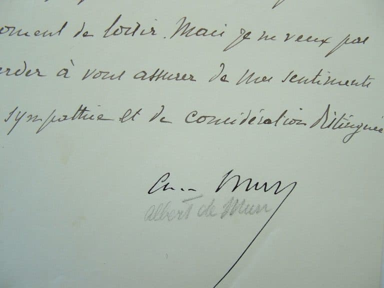 Lettre amicale d&rsquo;Albert de Mun.
