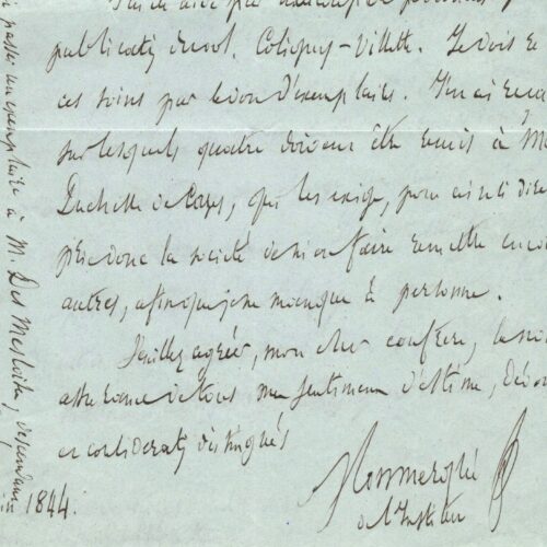 Monmerqué publie les Mémoires de Coligny et de Villette.