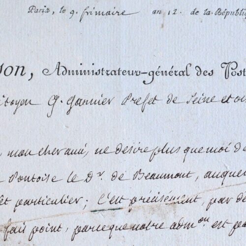L'administrateur des Postes accepte une requête du préfet de Seine-et-Oise.