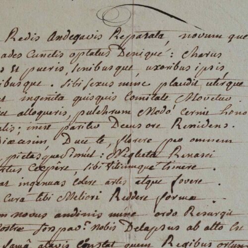 Une ode à la gloire de l'évêque d'Angers, Jacques de Grasse.