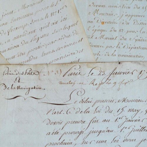 Onze lettres de ministres de la Marine sous la révolution.