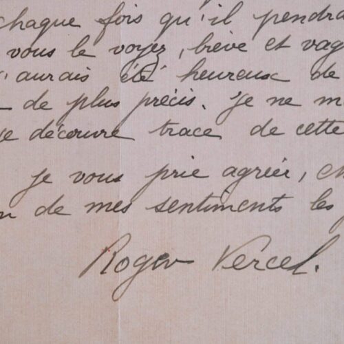 Roger Vercel à propos des toiles de chine.