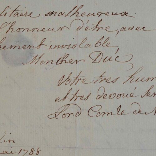 Le Comte de Nugent recommande un homme de mérite au Duc de Croy.