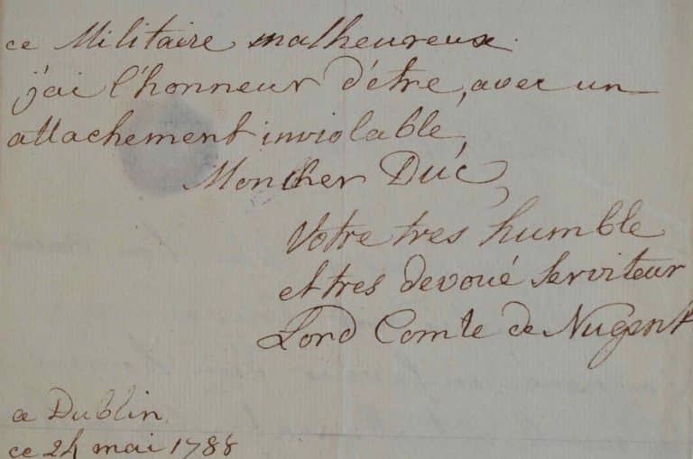 Le Comte de Nugent recommande un homme de mérite au Duc de Croy.