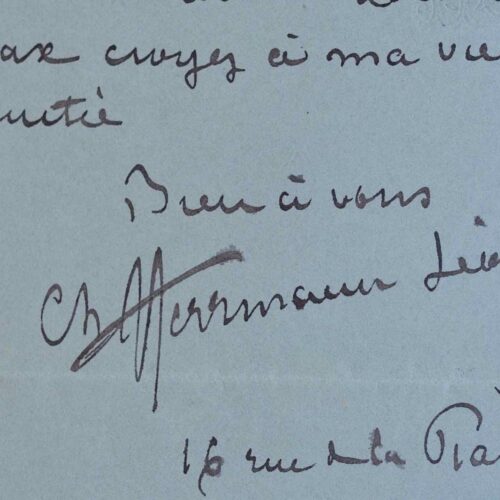 Le peintre Charles Herrmann-Léon recommande un ami.