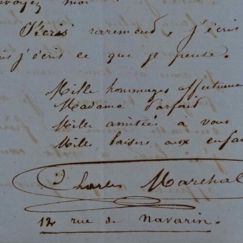 Belle lettre tourmentée du peintre Charles Marchal.