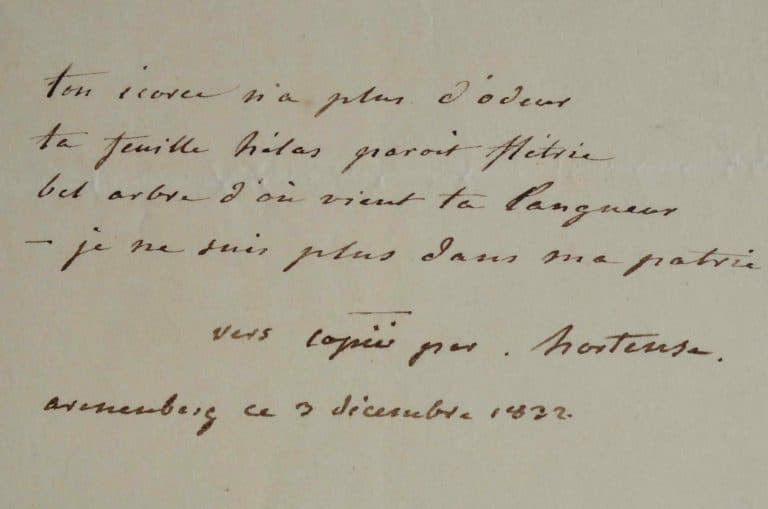 Quelques vers d&rsquo;exil d&rsquo;Hortense de Beauharnais.
