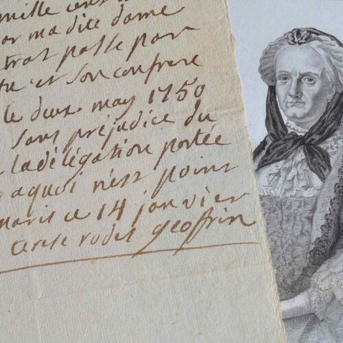 La salonnière Madame Geoffrin touche sa rente.