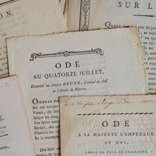 Ensemble de pièces imprimées à la gloire de Bonaparte.