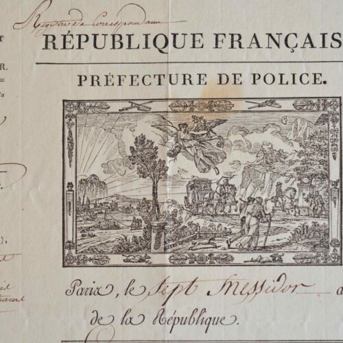 Grand passeport à l'étranger avec superbe vignette gravée par Duplat.