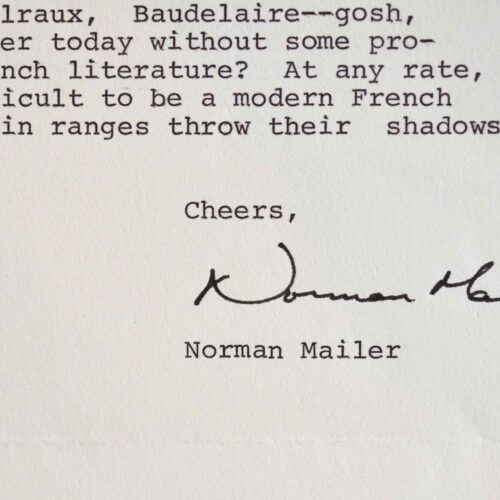 Très belle lettre de Norman Mailer sur la littérature française et ses influences.