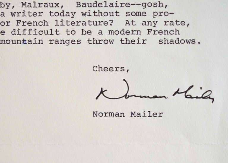 Très belle lettre de Norman Mailer sur la littérature française et ses influences.