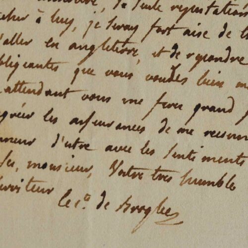 Le Comte de Broglie, chef du Secret du Roi, souhaite rencontrer Lord Shelburne.