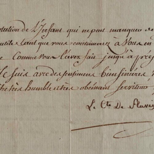 Le comte de Flavigny refuse une recommandation pour la croix de saint-Michel.